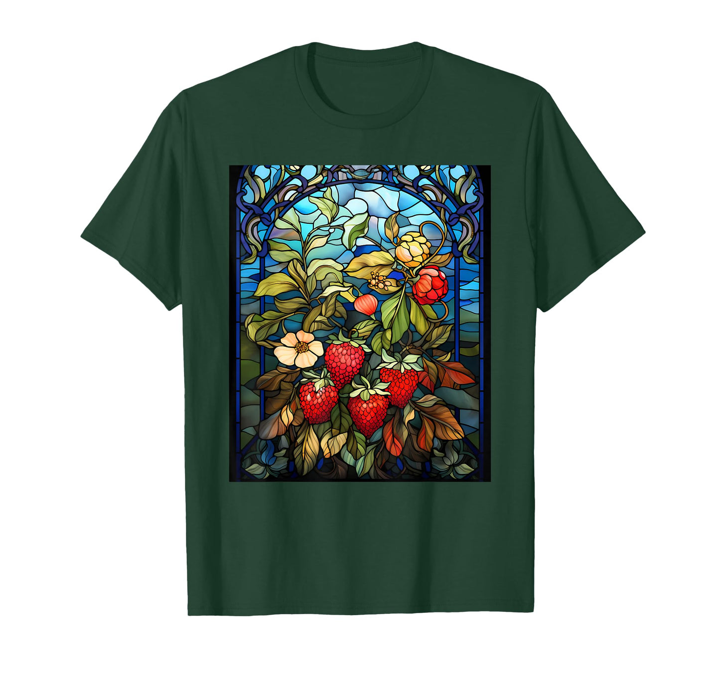 Stained Glass Style Strawberry T-Shirt