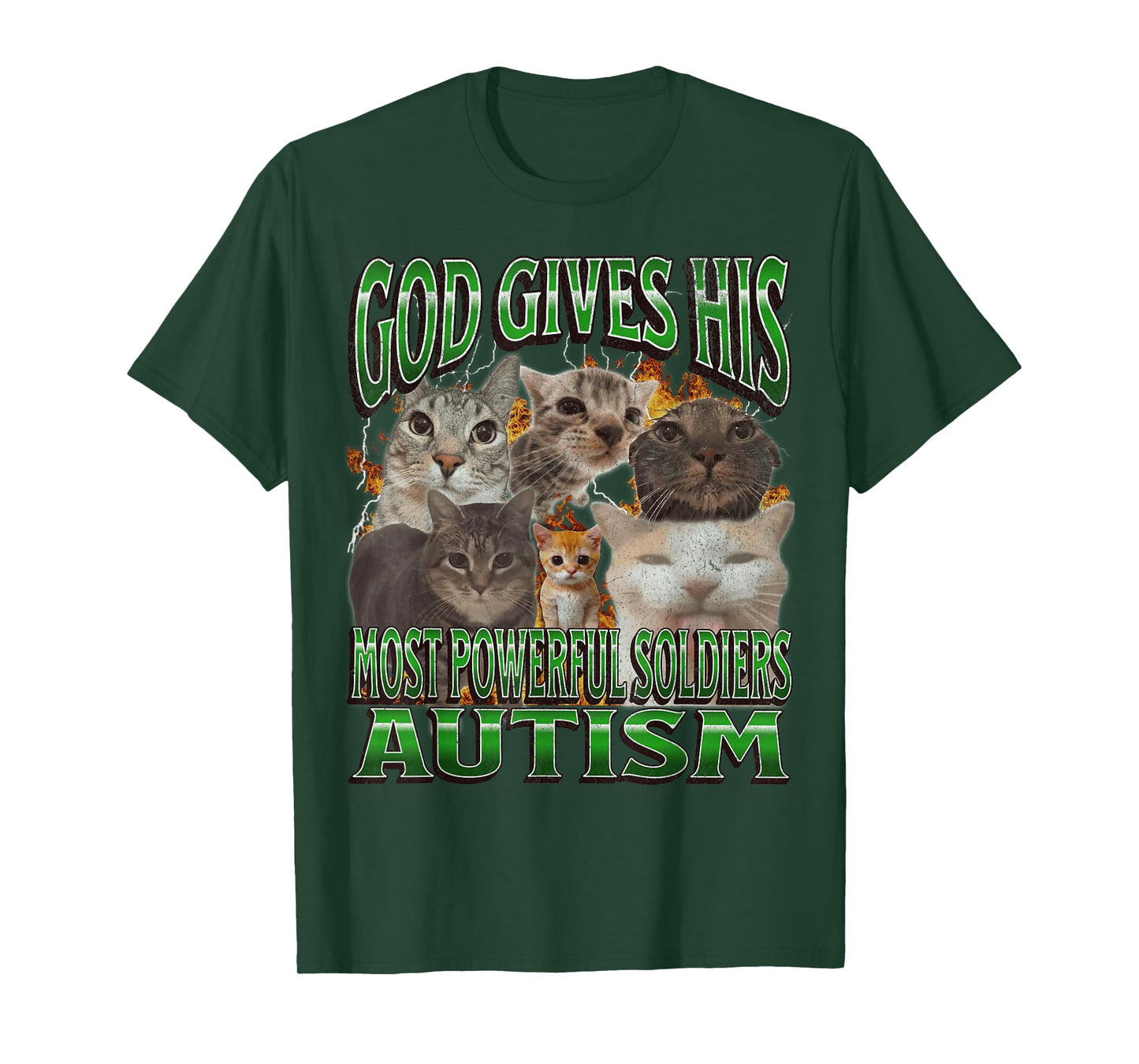 God Gives His Most Powerful Autism Funny Cat Meme Bootleg T-Shirt