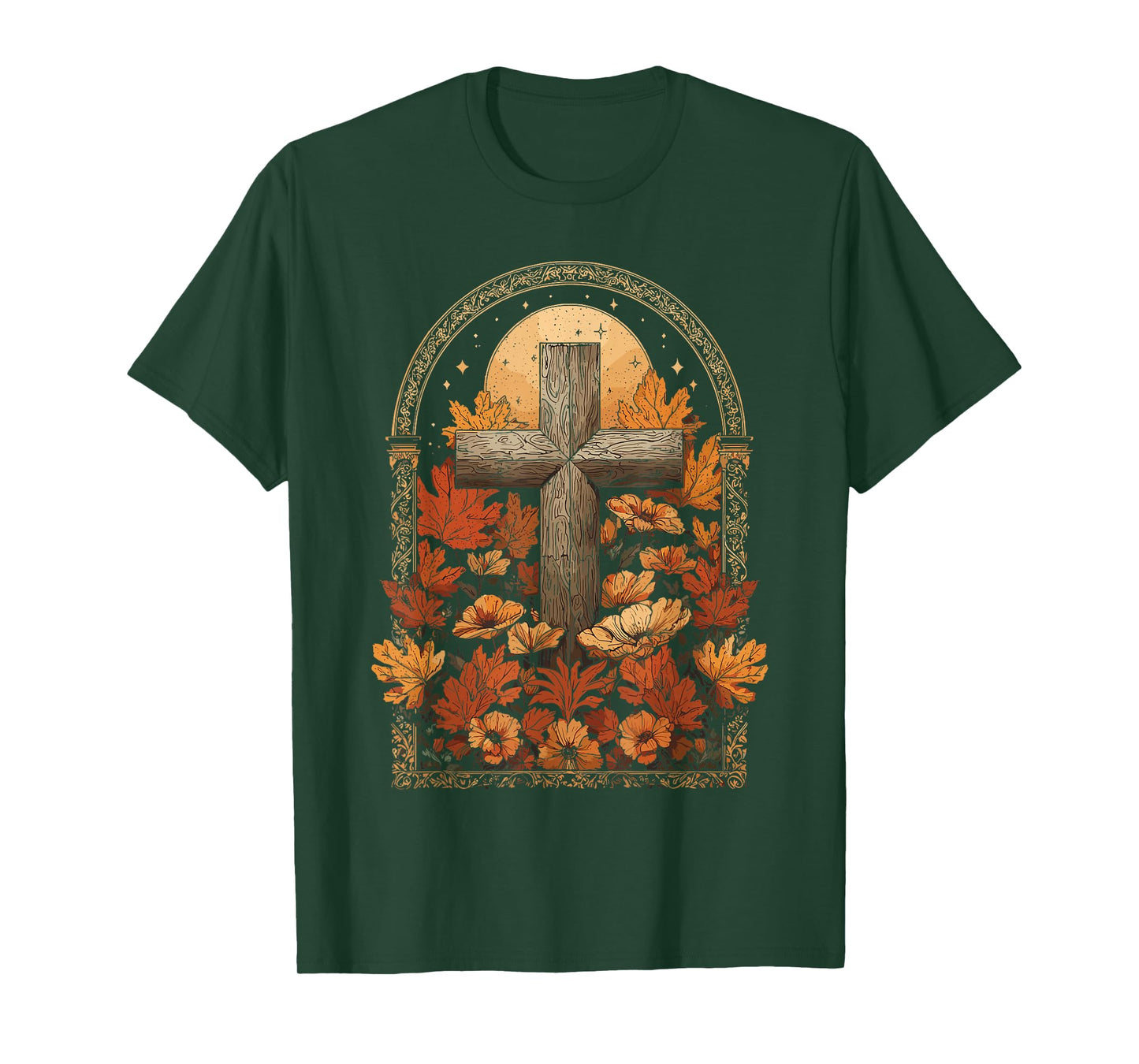 Christian Cross Fall Autumn Leaves T-Shirt