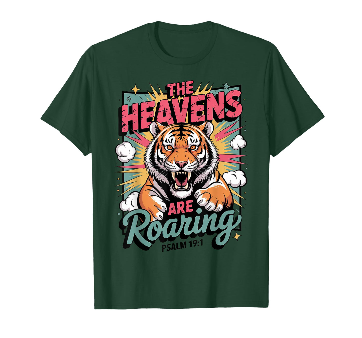 Roaring Tiger Christian Bible Verse Pop Art T-Shirt