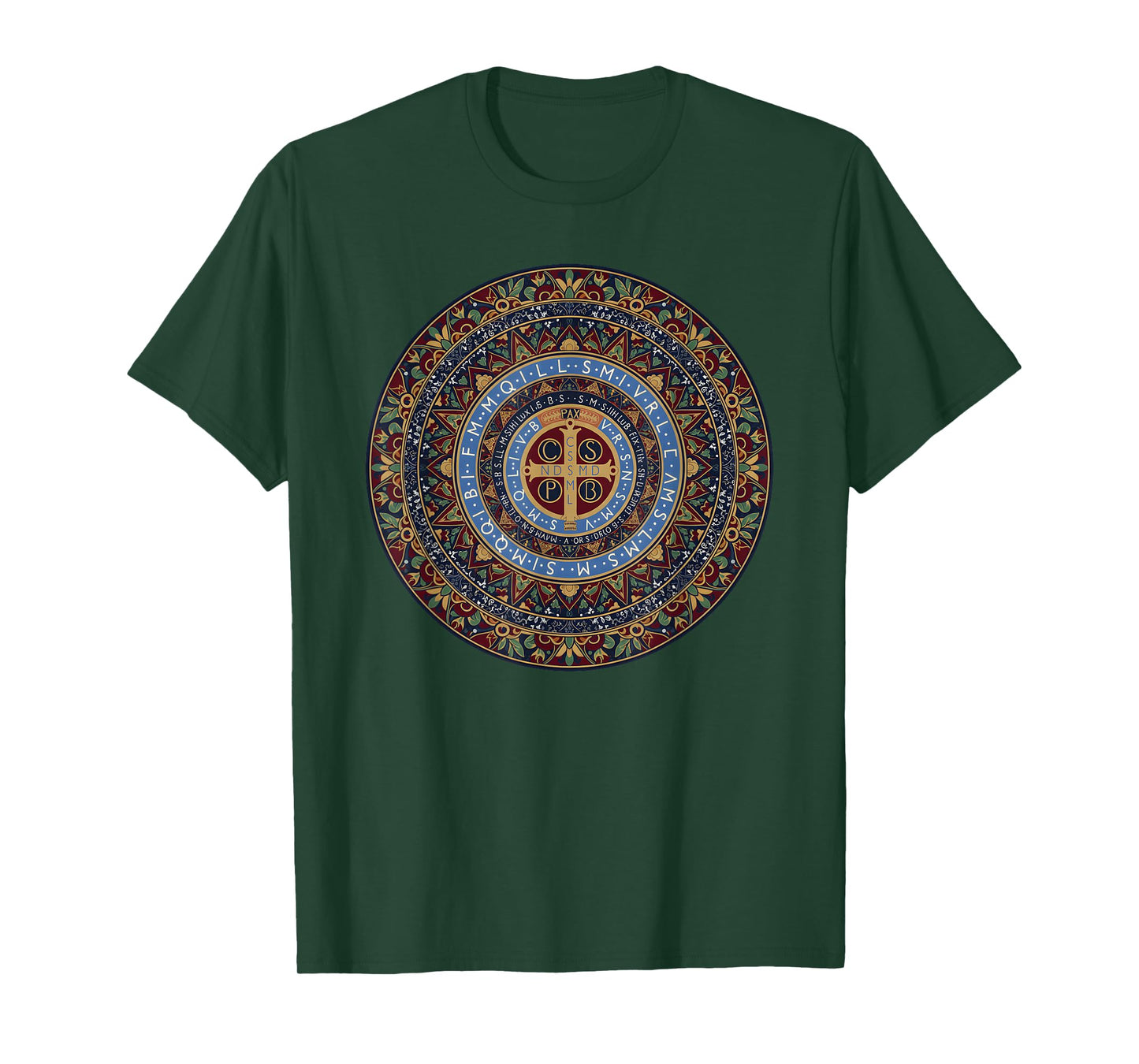 Ornamental Saint Benedict Medal Sacred Mandala Circle T-Shirt
