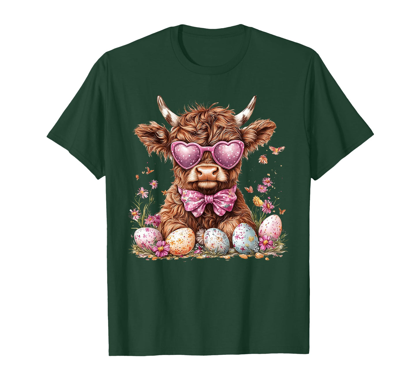 Funny Scottish Highland Cow Easter Eggs Farmers Easter Day T-Shirt