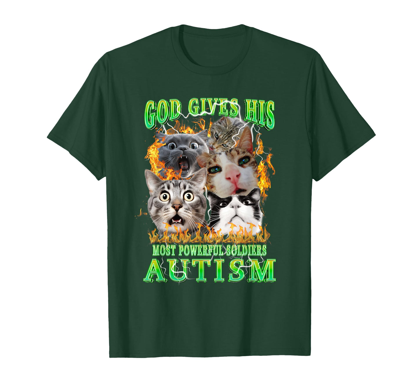 God Gives His Most Powerful Autism Funny Cat Meme Bootleg T-Shirt
