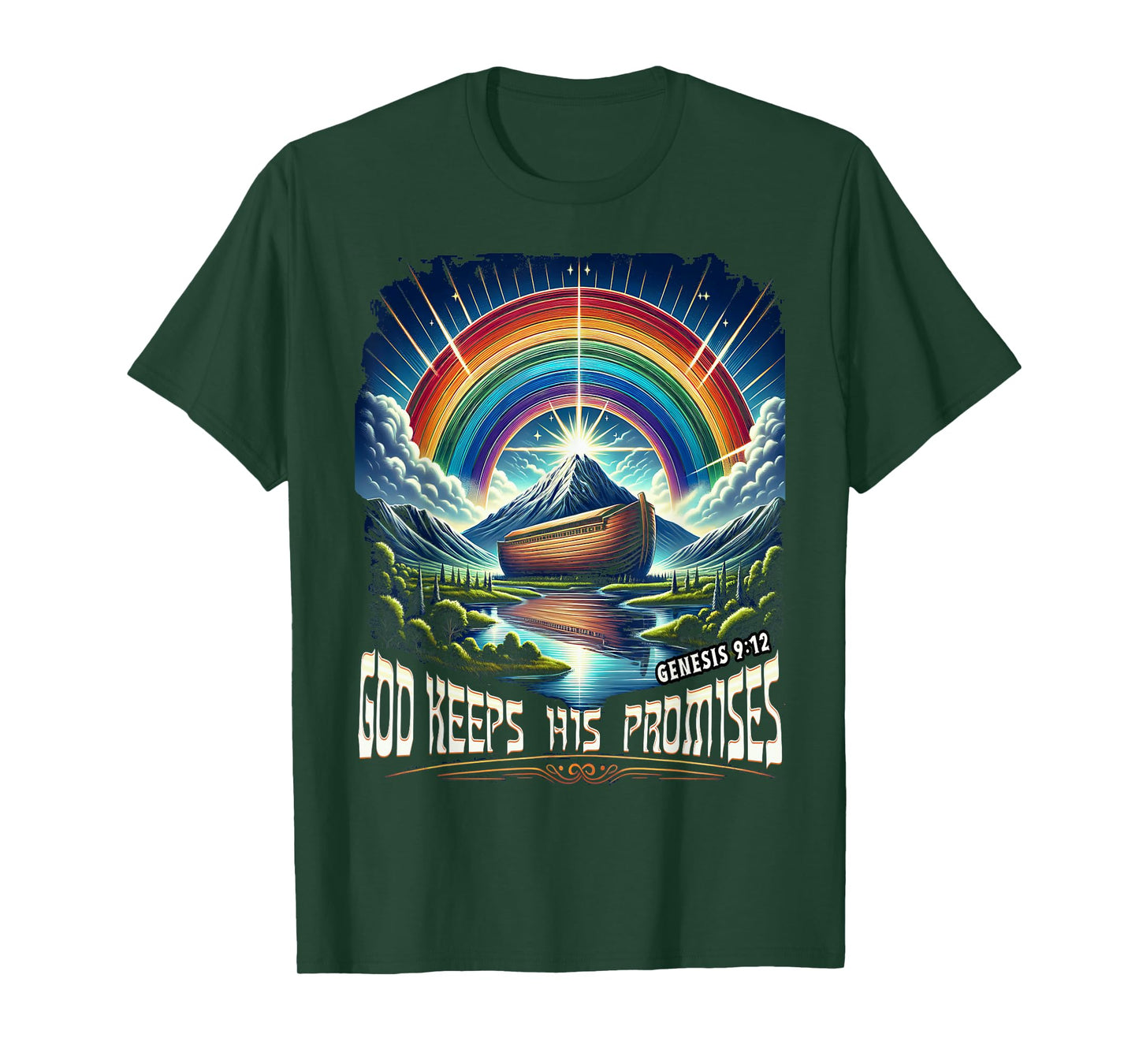 God Keeps His Promises Genesis 9:12 Bible Verse Tee T-Shirt