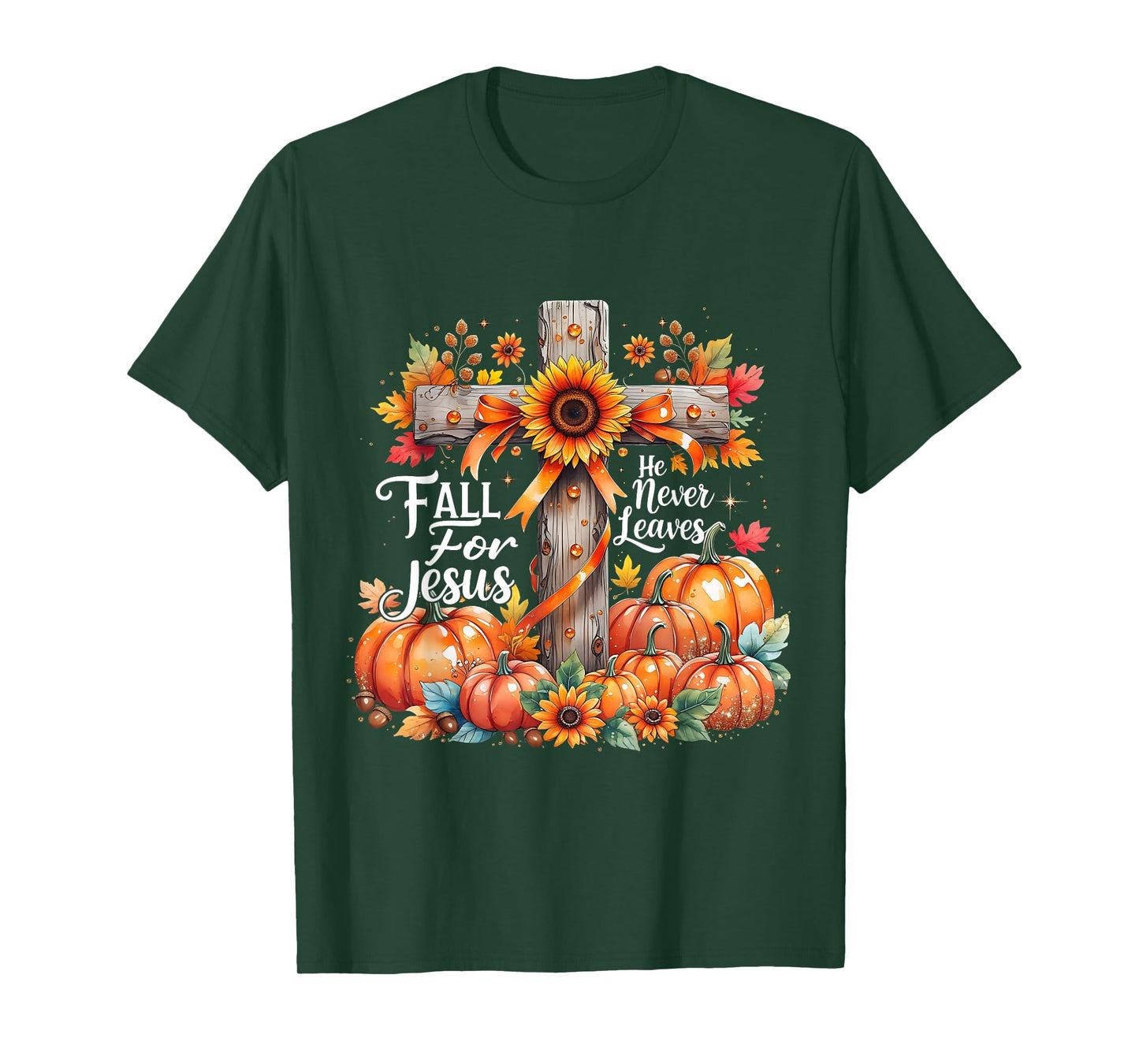 Fall for Jesus Christian Pumpkin Autumn Cross T-Shirt