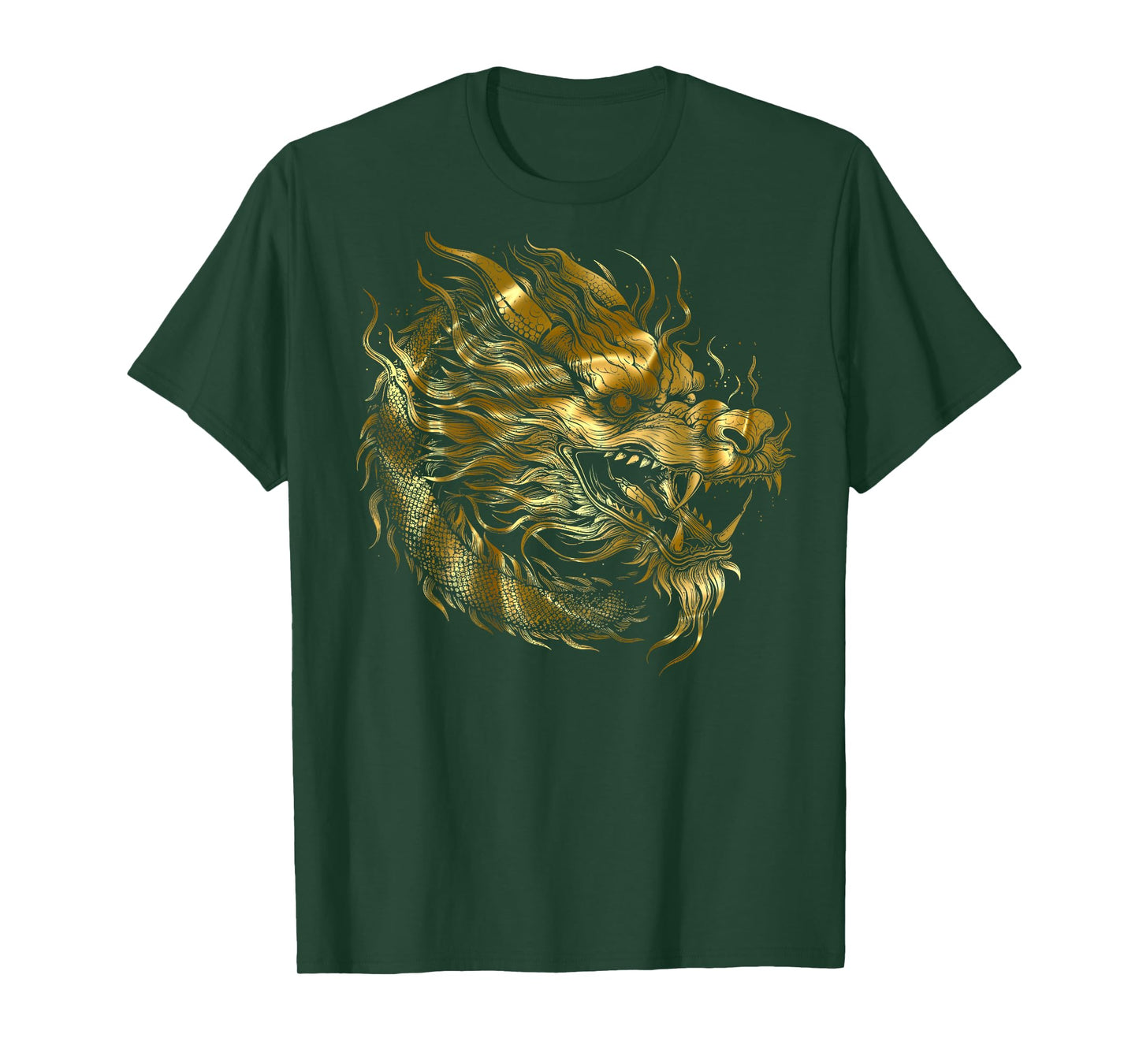 (Back Design) Dragon, Japanese Pattern, Dragon God, Golden Dragon Motif T-Shirt