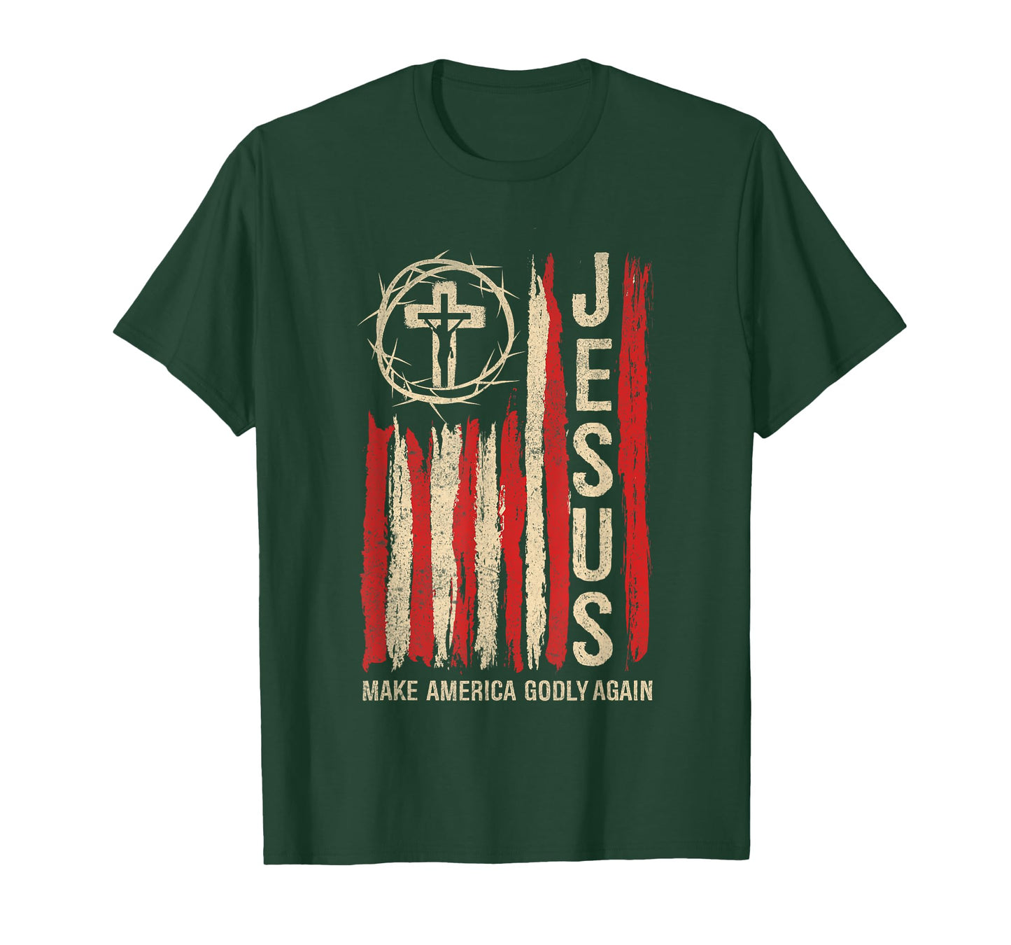 Jesus Make America Godly Again Patriotic Christian USA Flag T-Shirt