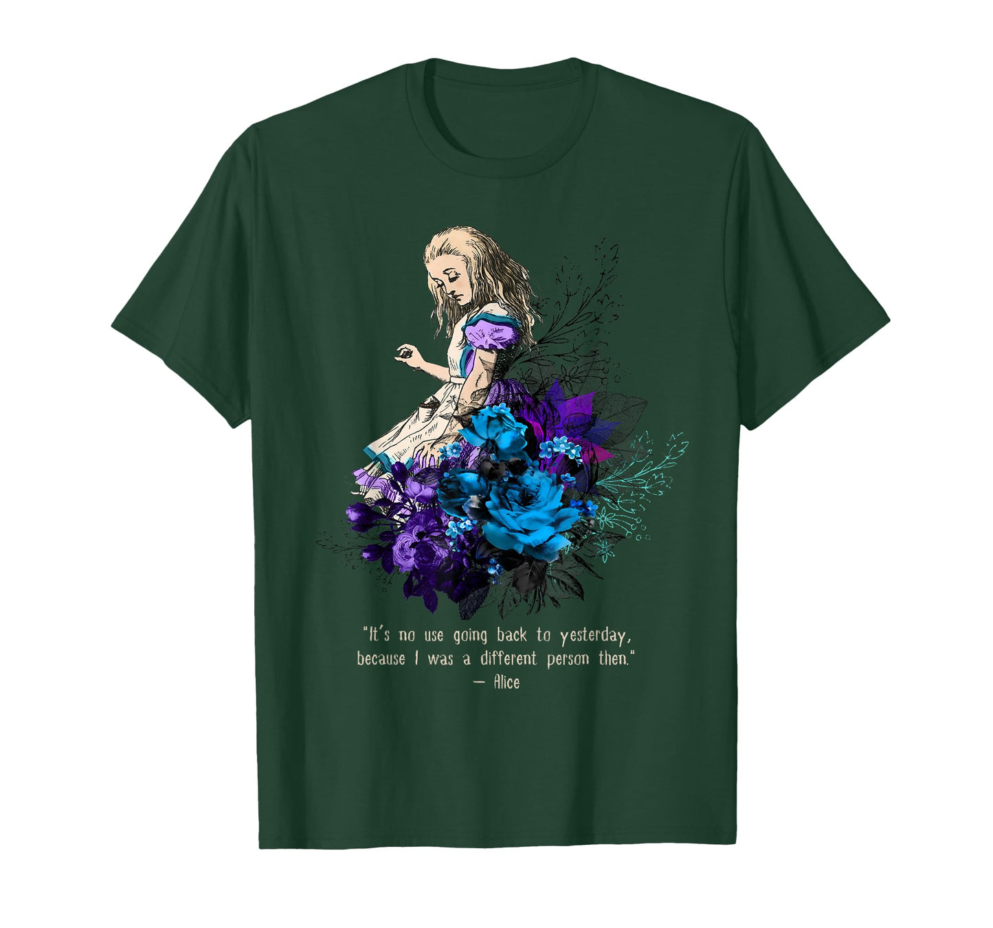 Alice adventures Wonderland Vintage Book Quote Lewis Carrol T-Shirt