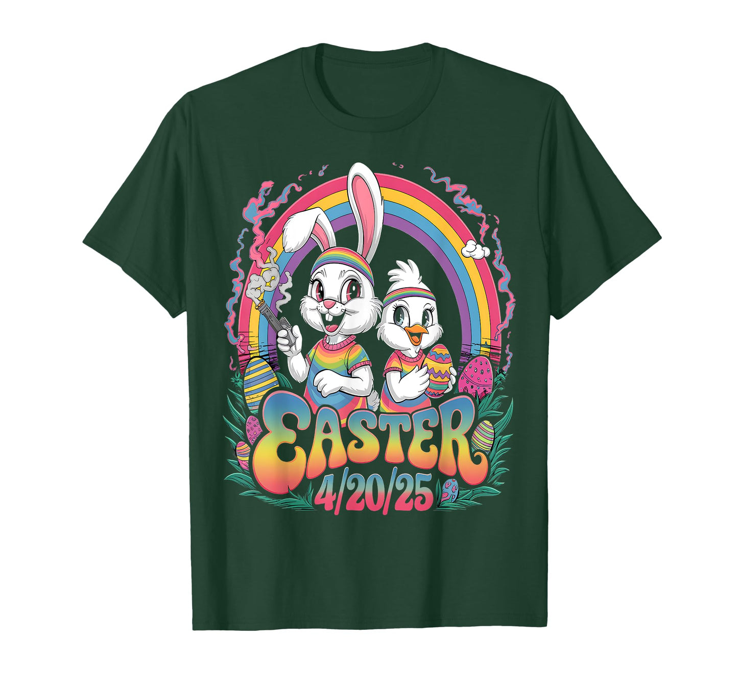 Happy 420 Easter Funny Smoking Easter Bunny Men Women T-Shirt