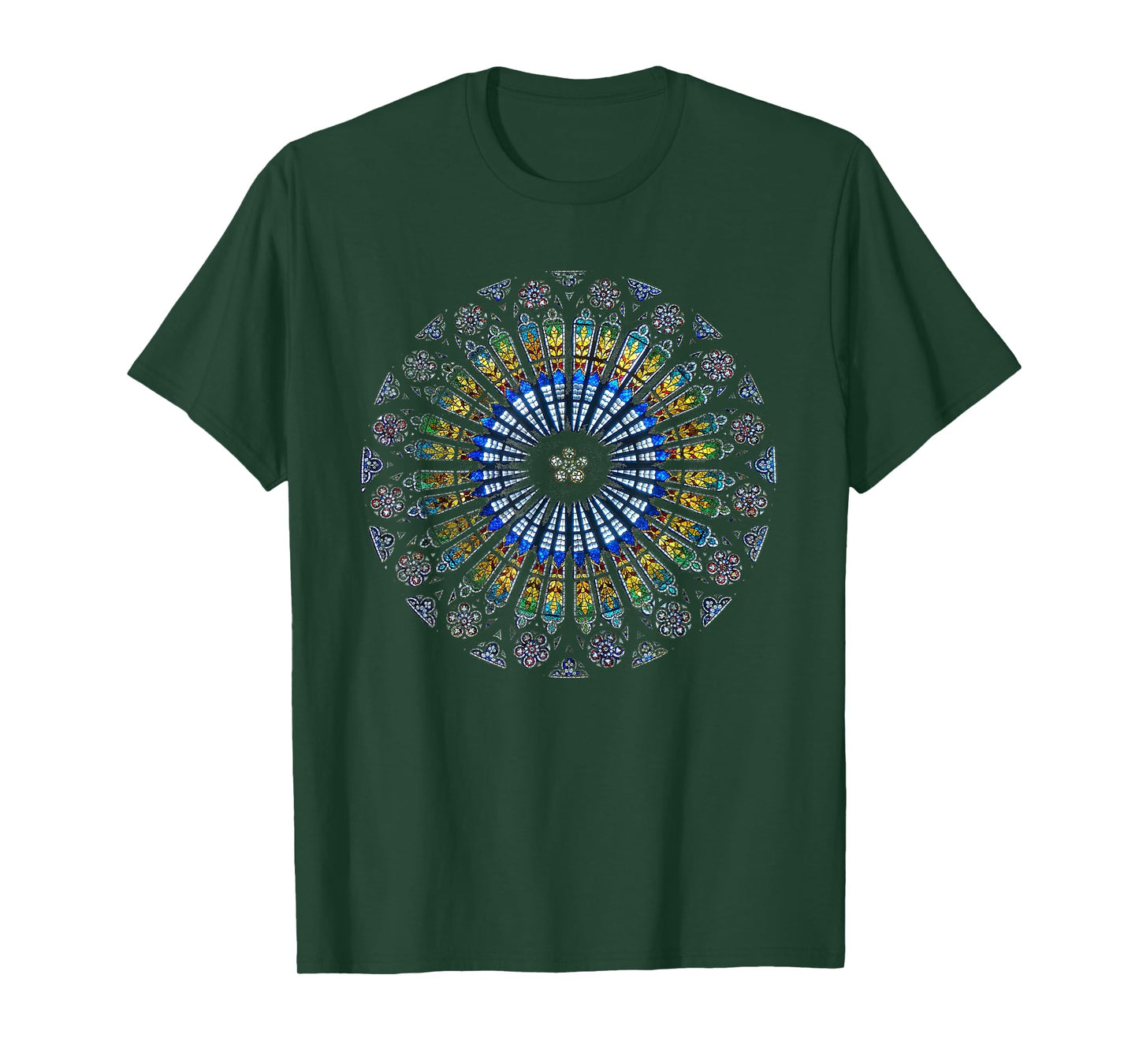 Strasbourg Cathedral France Mandala Stained Glass Window Art T-Shirt