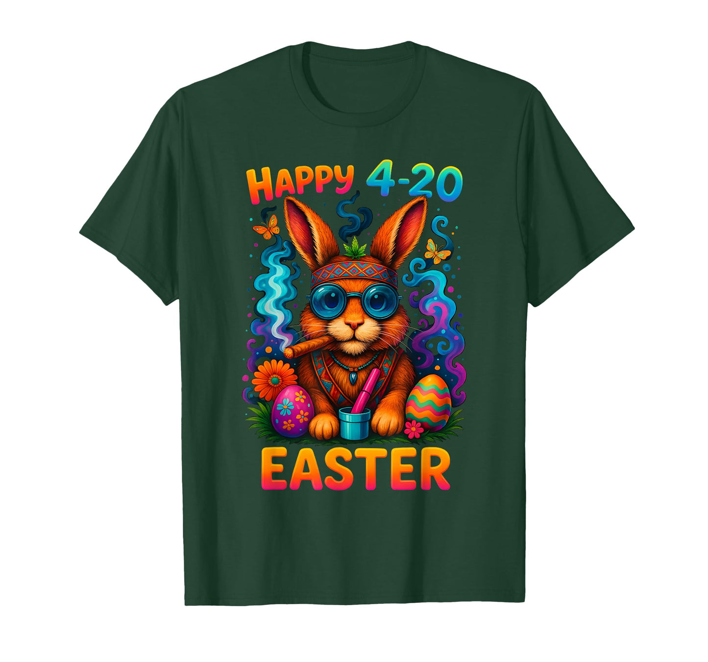 Happy 420 Easter Day Bunny Smoking Weed Marijuana Funny 420 T-Shirt