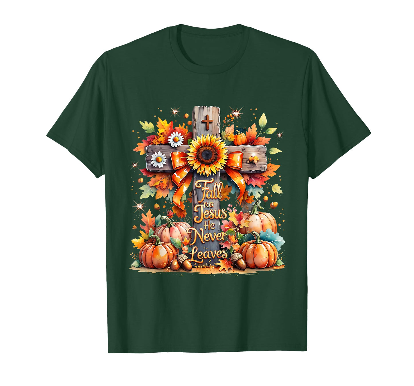 Fall for Jesus Christian Pumpkin Autumn Cross T-Shirt