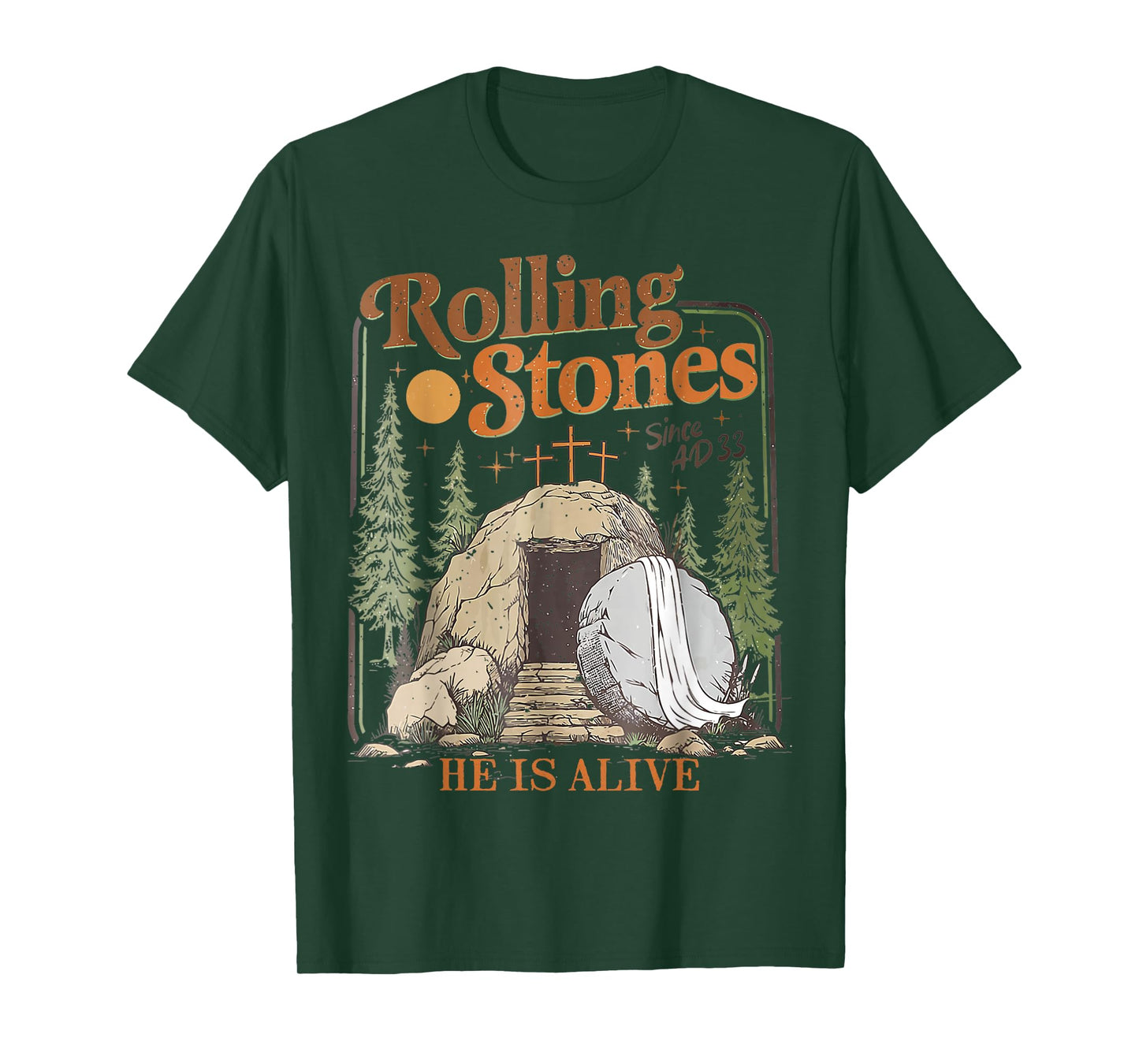 The Stone Was Rolled Away He Is Alive Retro Christian Easter T-Shirt