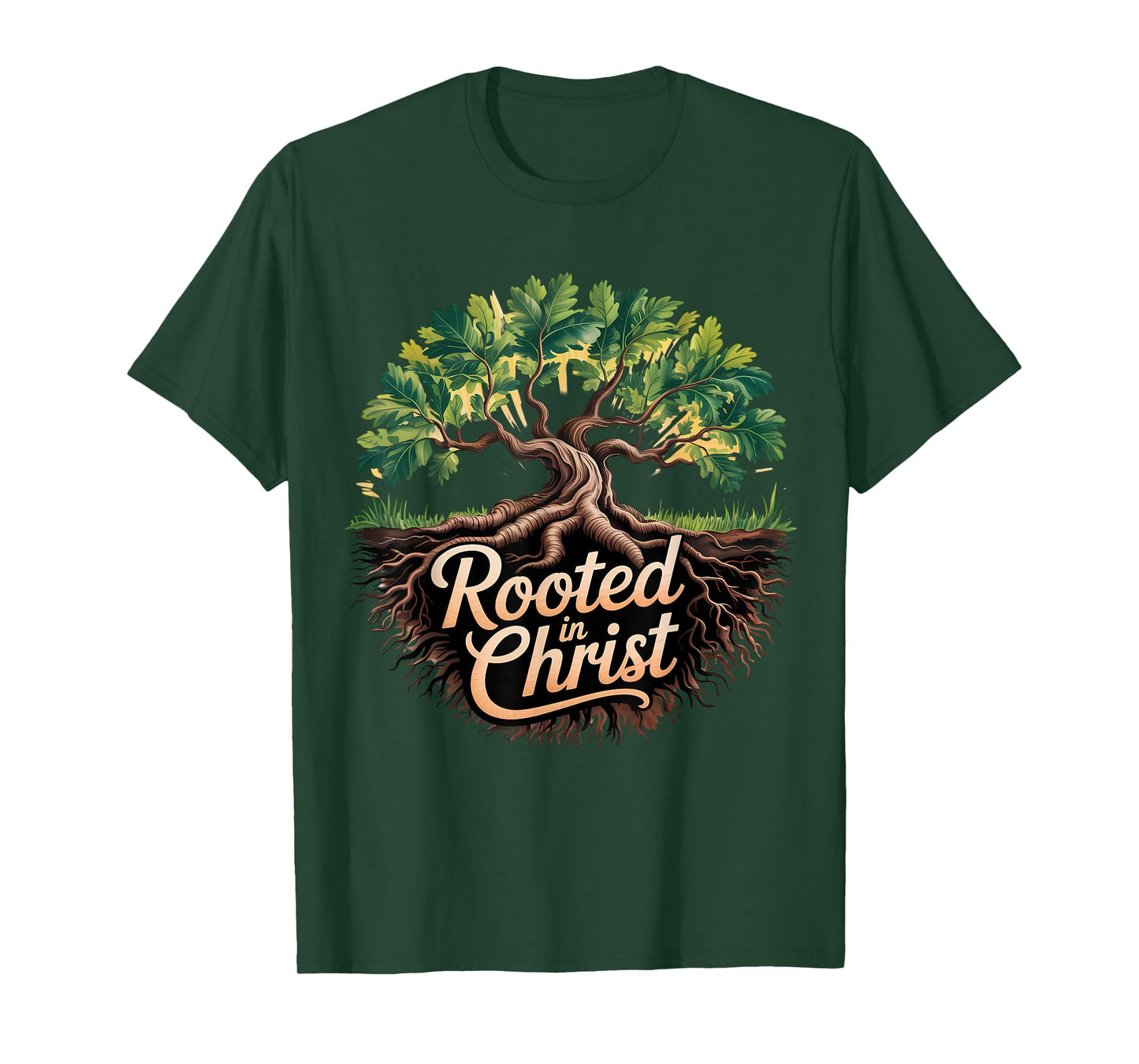 Rooted in Christ Jesus Cross Christian Faith T-Shirt