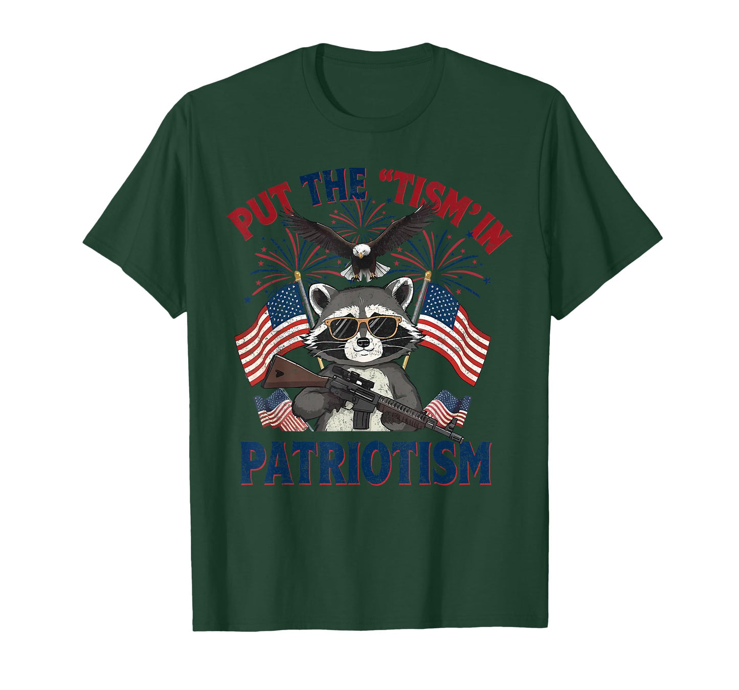 I Put The Tism in Patriotism Athletic Eagle T-Shirt