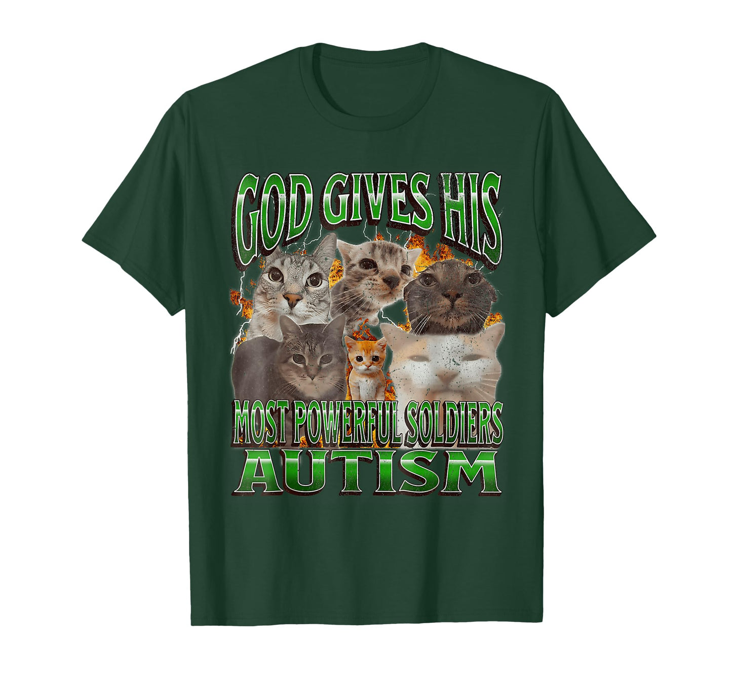 God Gives His Most Powerful Autism Funny Cat Meme Bootleg T-Shirt