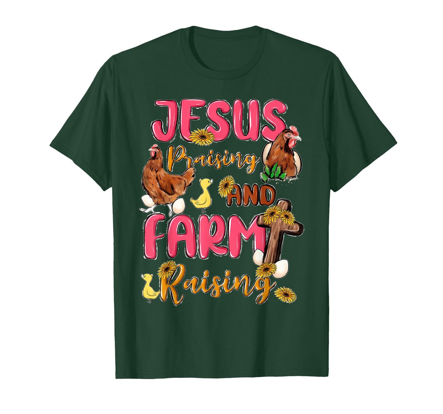 Jesus Praising And Farm Raising Funny Farming Farmer Quote T-Shirt