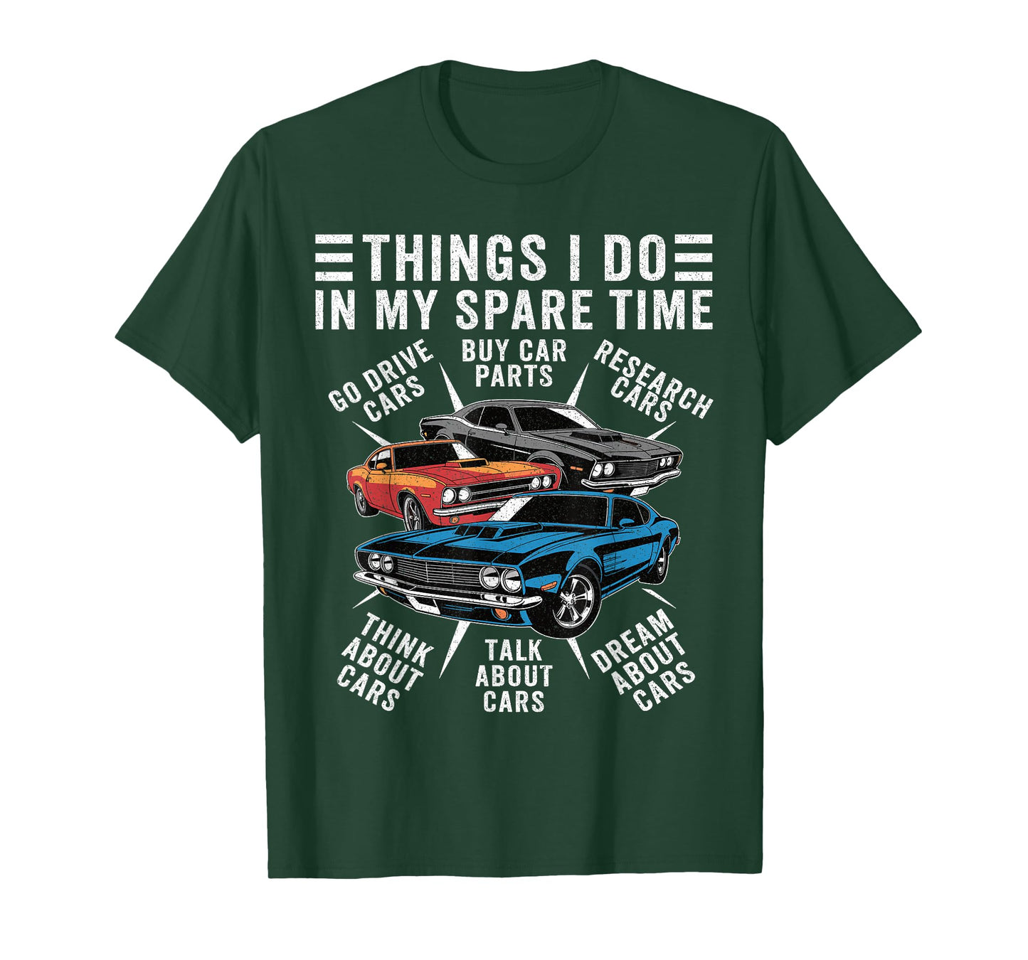 Car Enthusiast Spare Time Funny Muscle Car Graphic Men T-Shirt