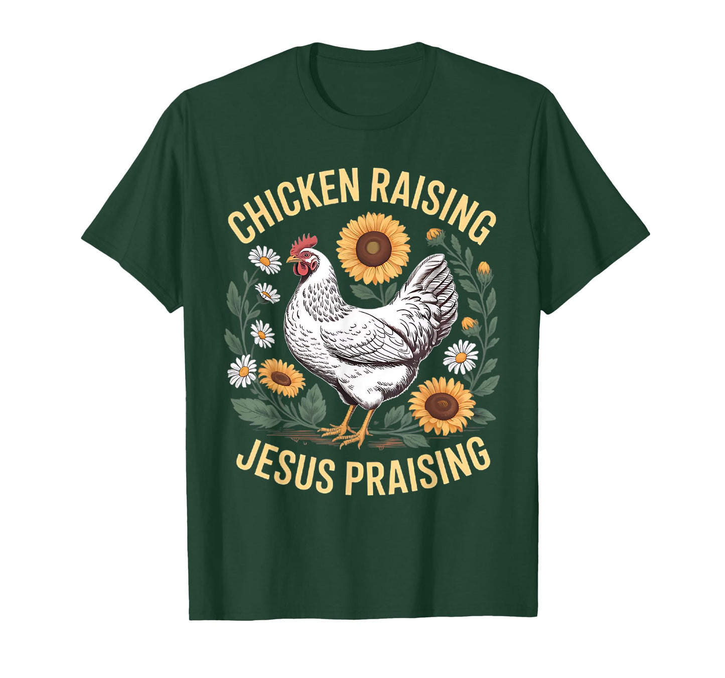 Retro Chicken Raising & Jesus Praising Men Women T-Shirt