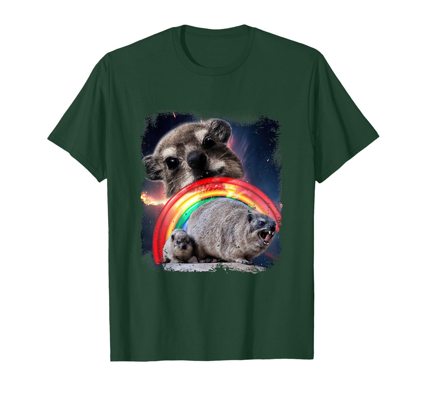 Hyrax Rainbow Ugly Funny Meme Retro Animal T-Shirt