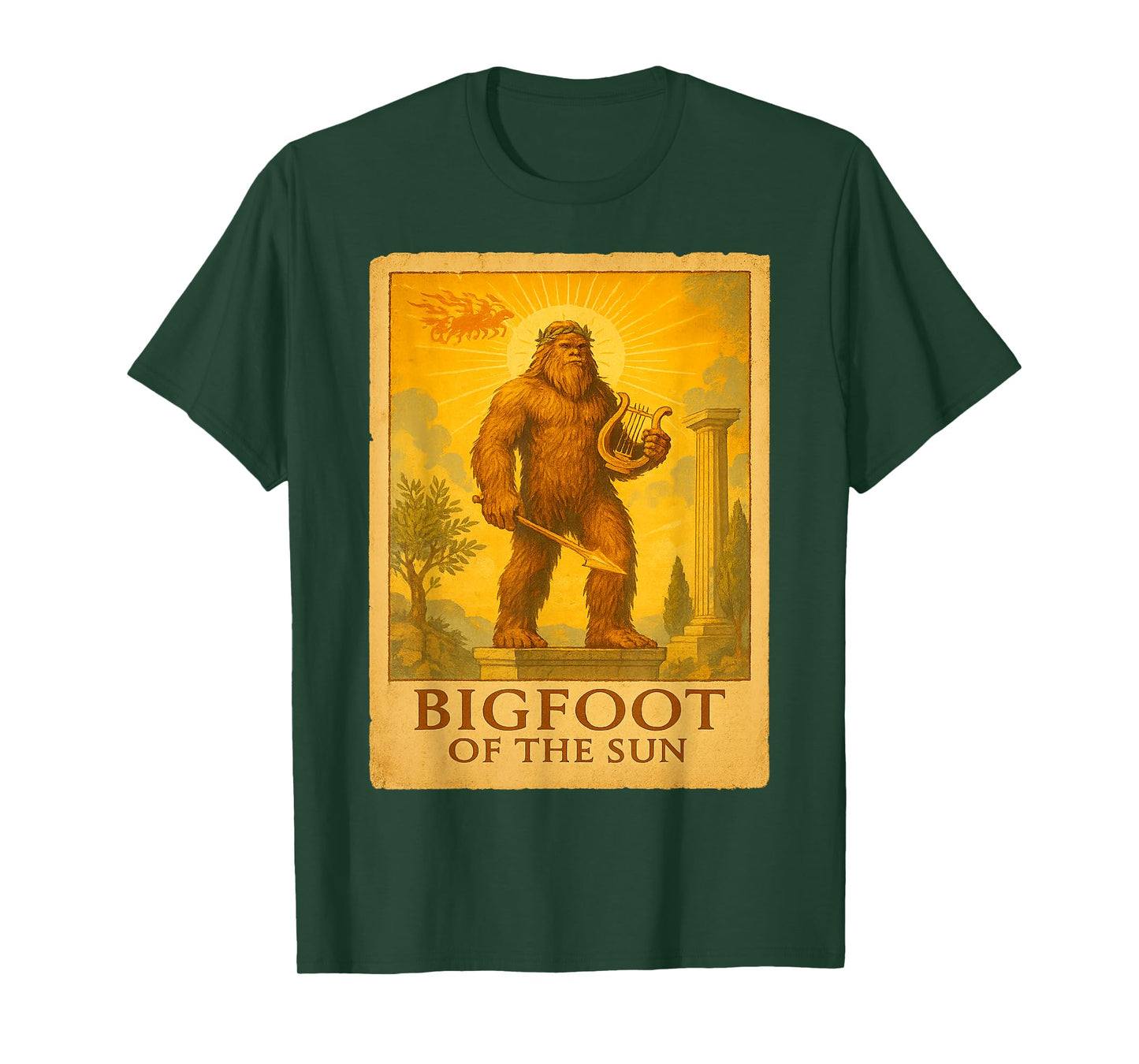 Bigfoot Greek Sun God | Vintage Mythical Sasquatch T-Shirt