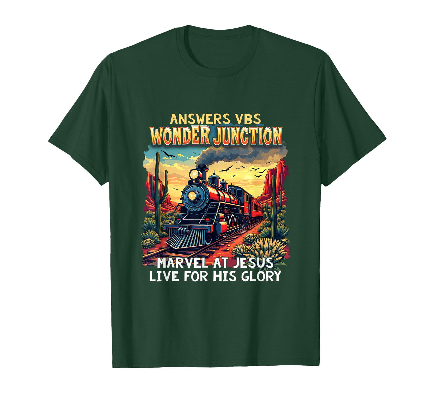 Christian Camp VBS 2025 Wonder His Glory Junction Train T-Shirt