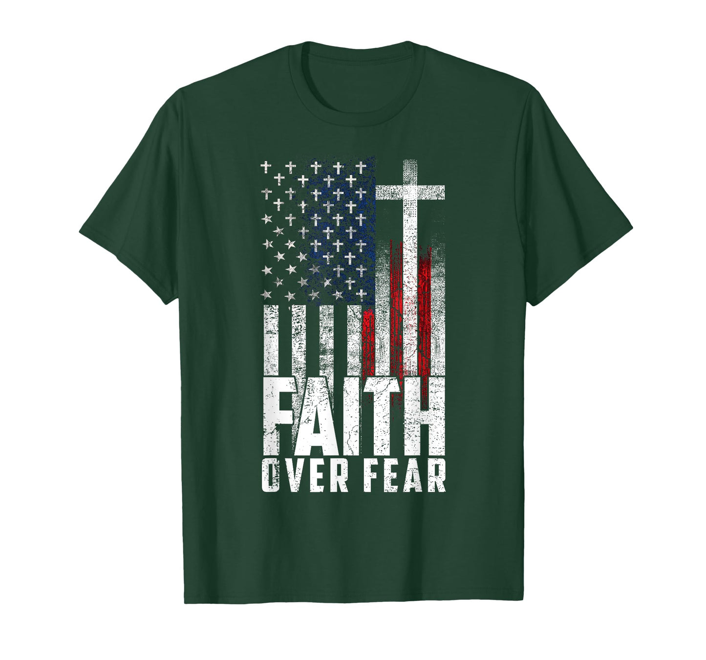 America Pride US Flag Faith Over Fear Prayer Men Women T-Shirt