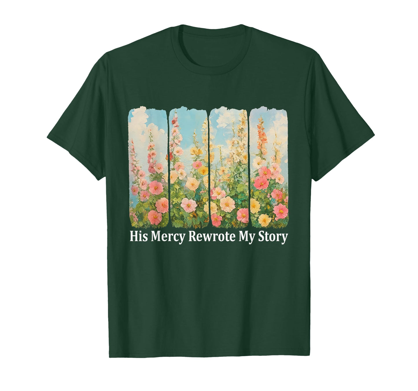 Christian Floral His Mercy Rewrote My Story Jesus Bible T-Shirt