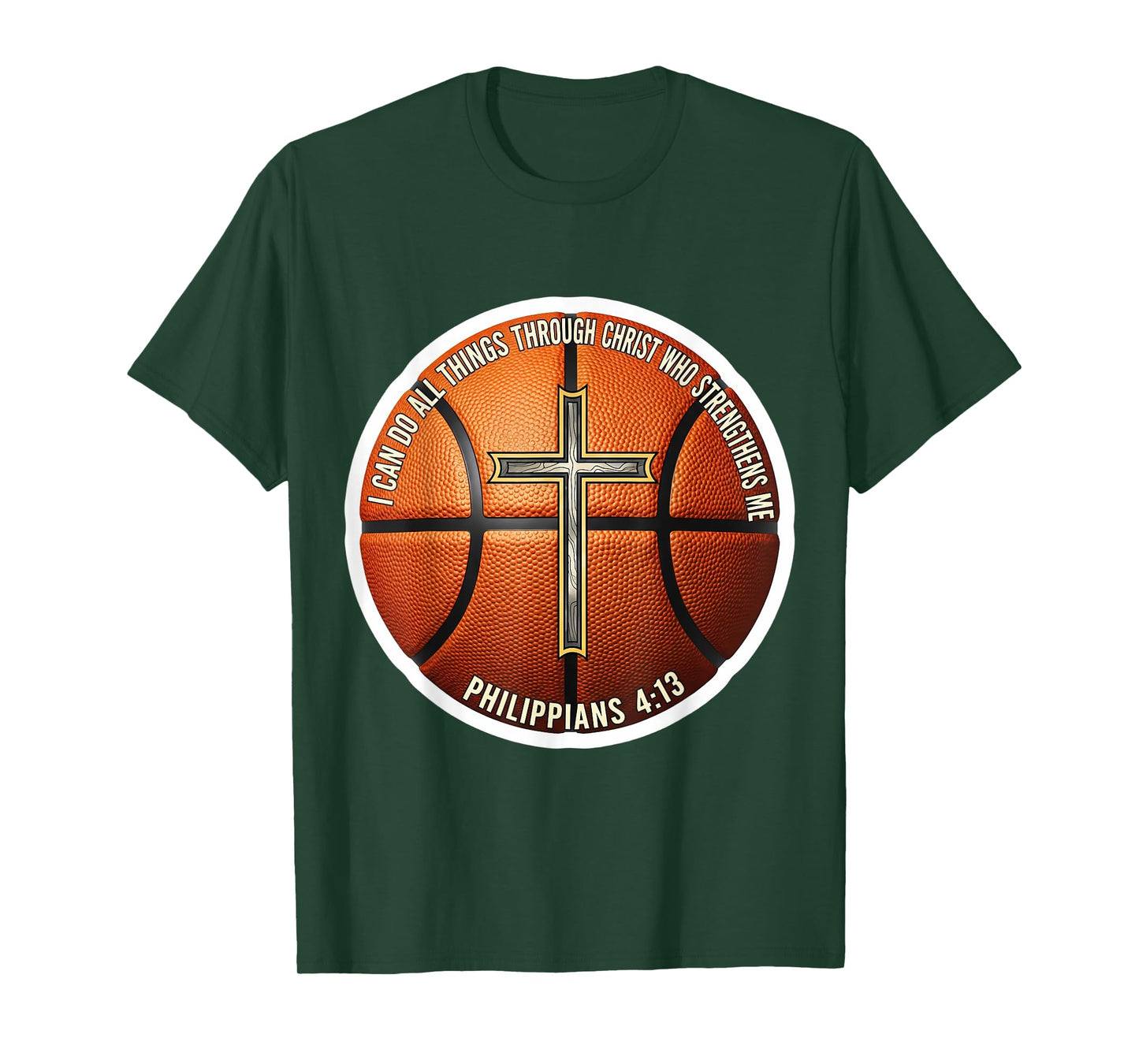 Christian Basketball Bible Verse Quote Philippians 4:13 T-Shirt