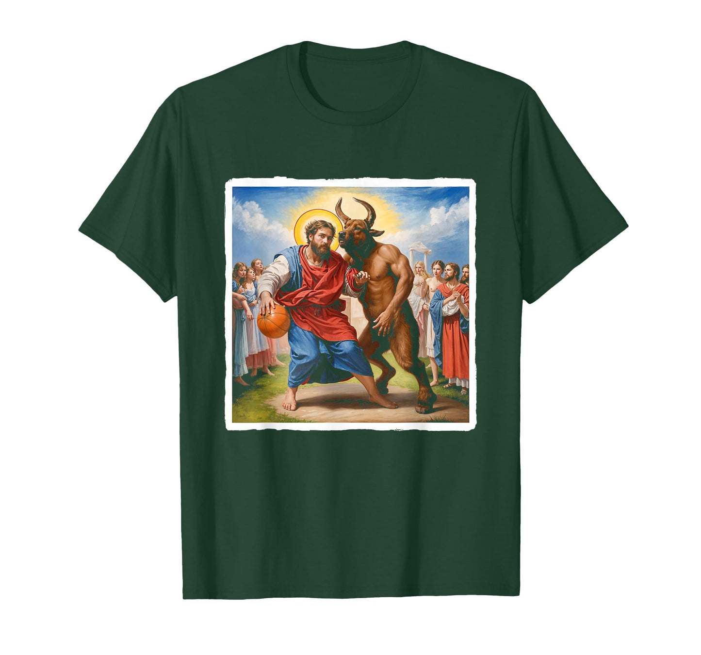 Jesus vs Satan Basketball Play Humor Sport Game T-Shirt
