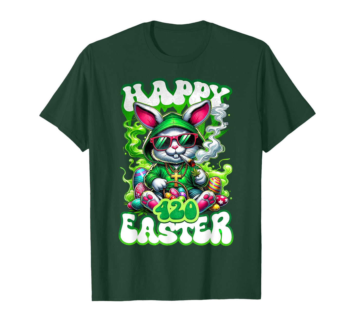 Happy 420 Easter Day Bunny Smoking Weed Marijuana Funny 420 T-Shirt