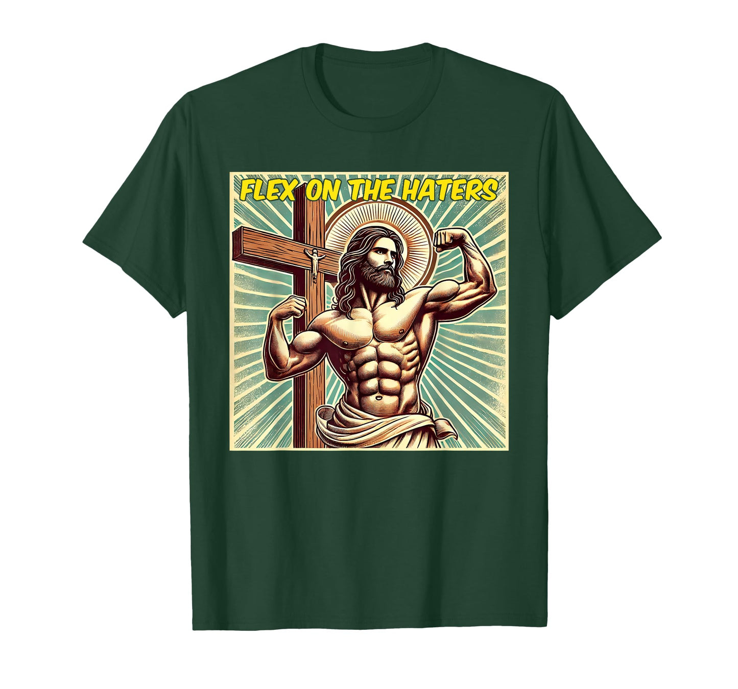 Flex On The Haters Jesus Muscle Christian Gym Weight Lift T-Shirt