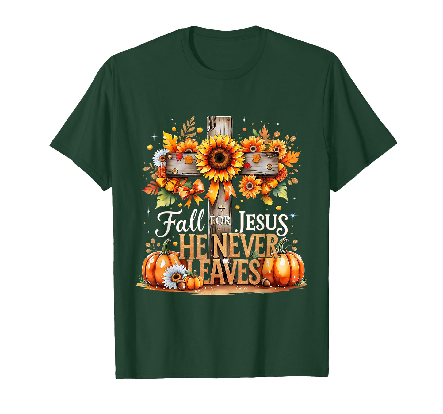 Fall for Jesus Christian Pumpkin Autumn Cross T-Shirt