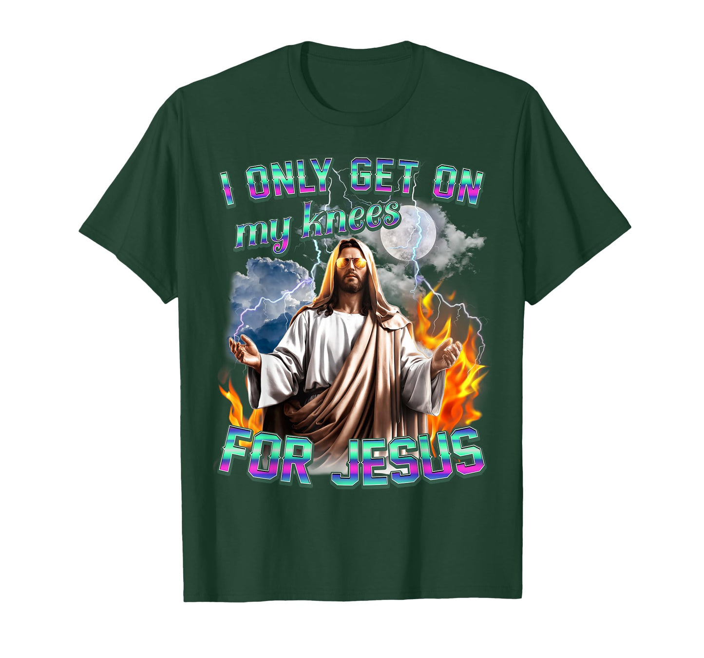 I Only Get On My Knees for Jesus Retro Christian Statement T-Shirt