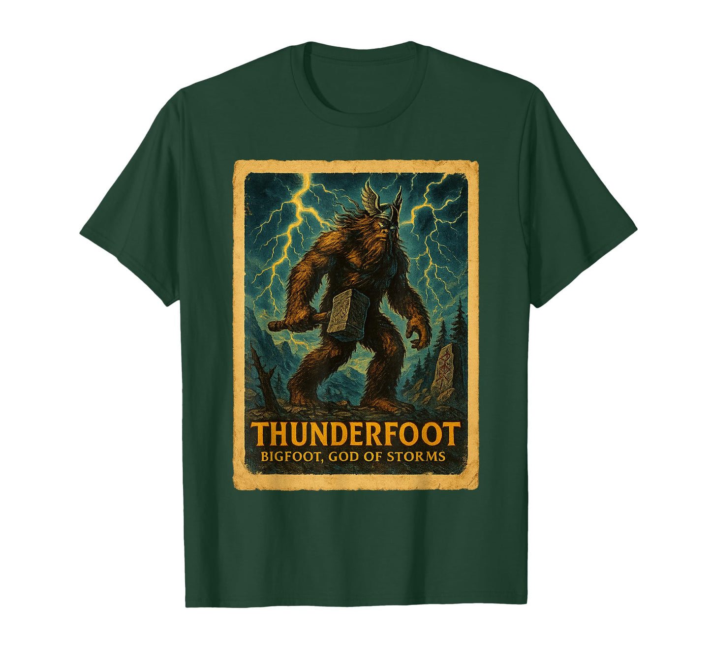 Funny Sasquatch Poster Shirt - Bigfoot Norse God Poster T-Shirt