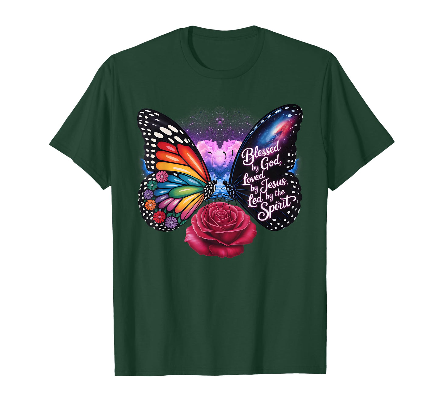 Blessed by God Butterfly Loved by Jesus Led by The Spirit T-Shirt