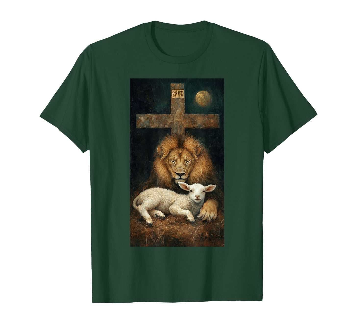 Christianity Lion Lamb Christian art Faith Peace T-Shirt