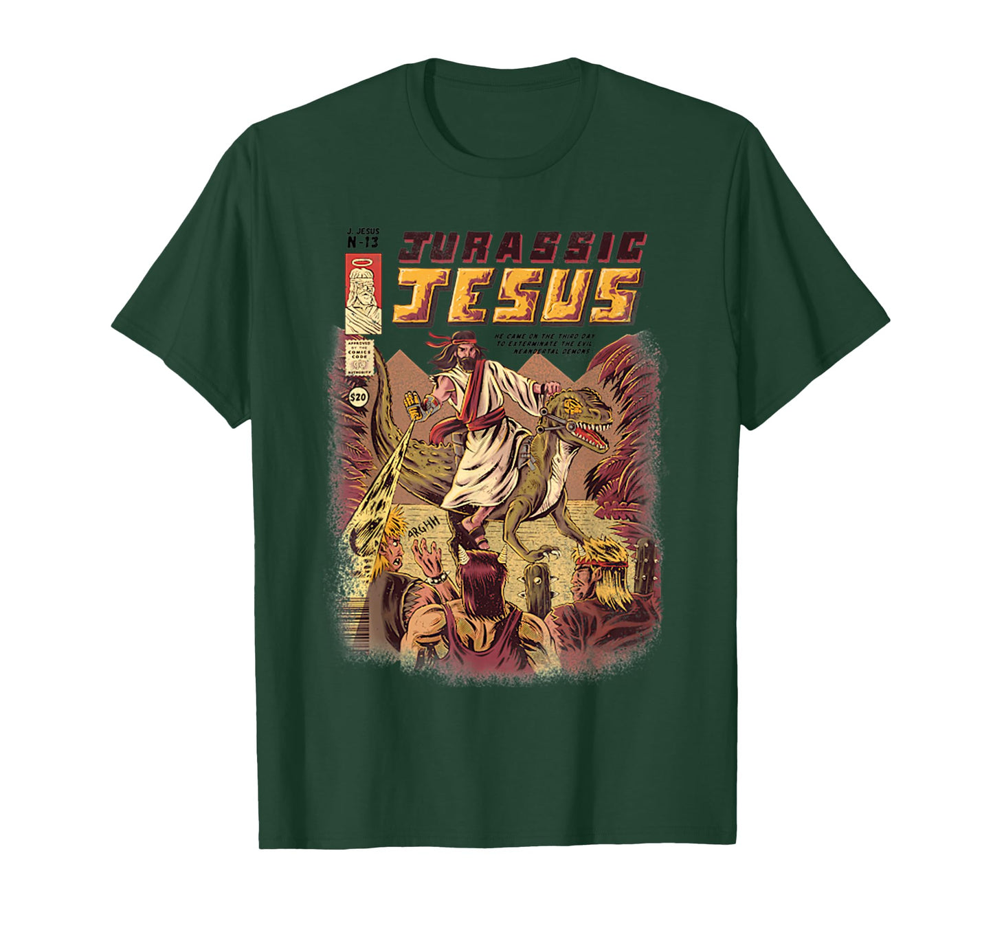 Vintage Funny JURASSIC JESUS Retro Christian Gifts Dinosaur T-Shirt