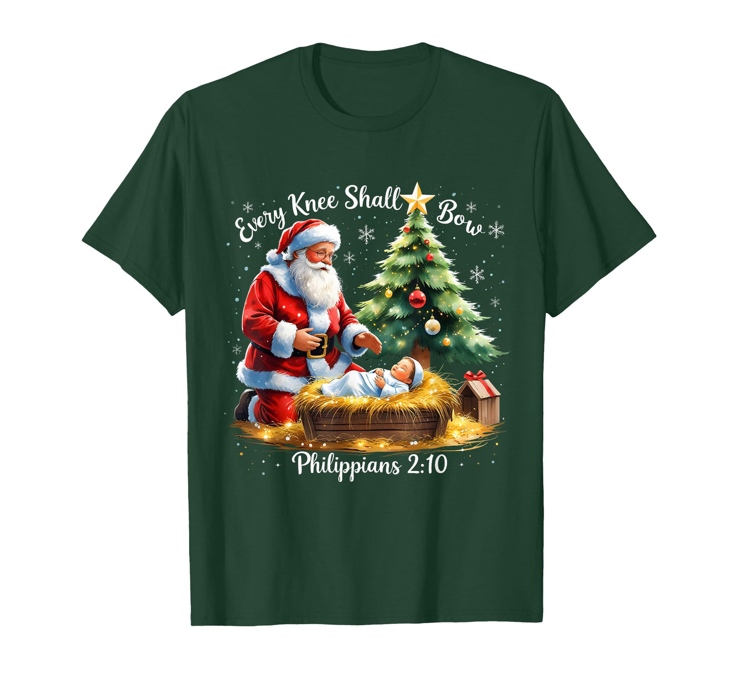Every Knee Shall Bow Philippians 2:10 Christmas T-Shirt