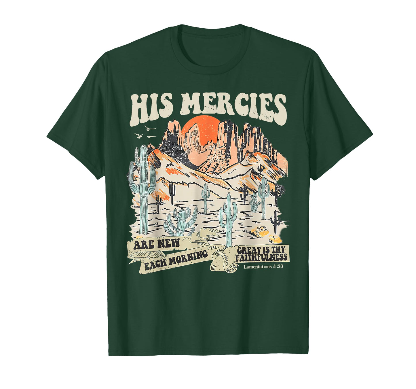Boho Christian Jesus Faith Based His Mercies Are New T-Shirt