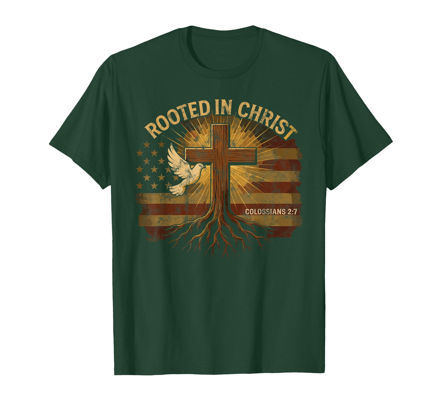 Vintage Rooted in Christ Christian Cross Retro Verse Prayer T-Shirt
