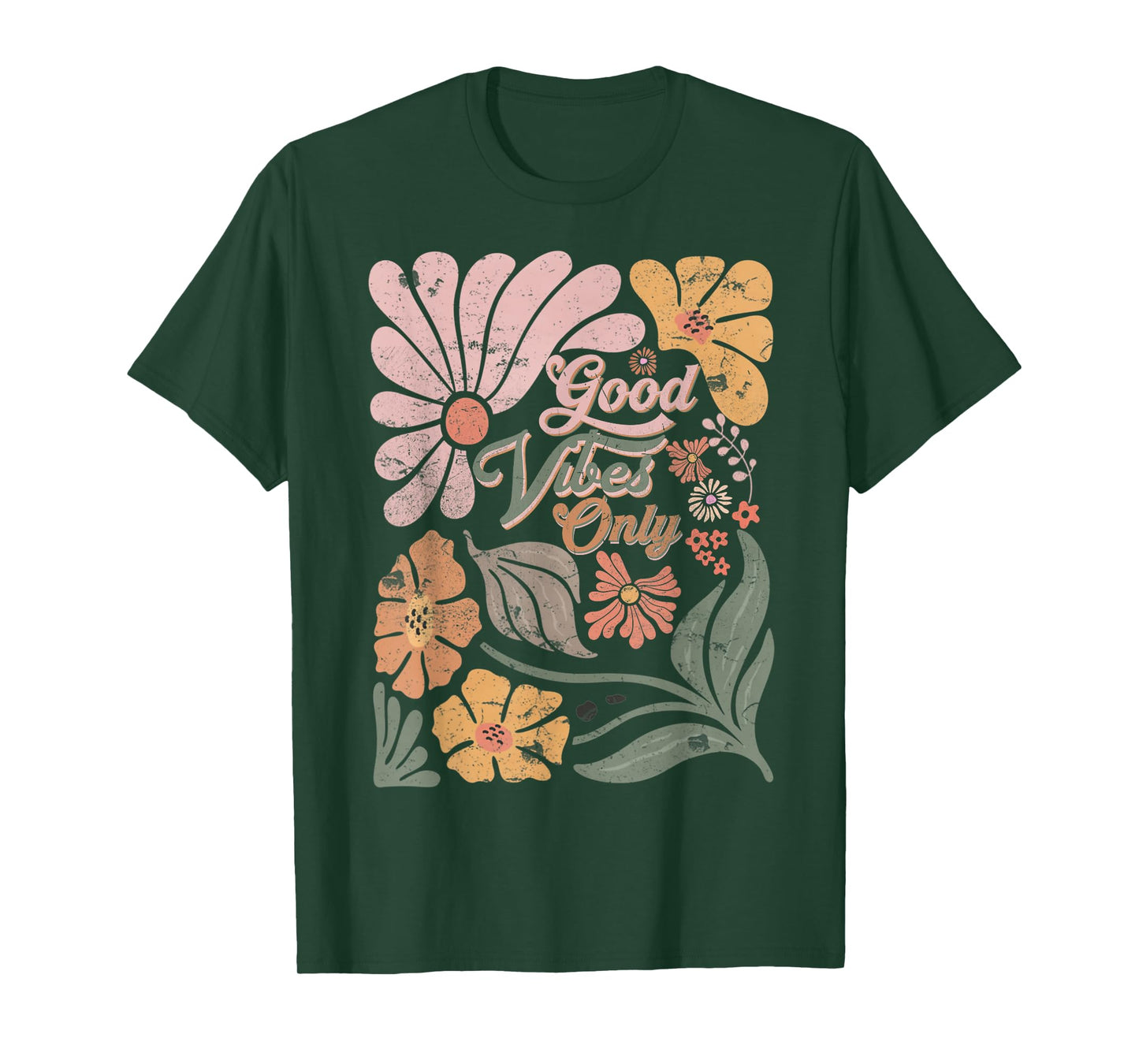 Boho Retro Funny Quote Good Vibes Only Men Women T-Shirt