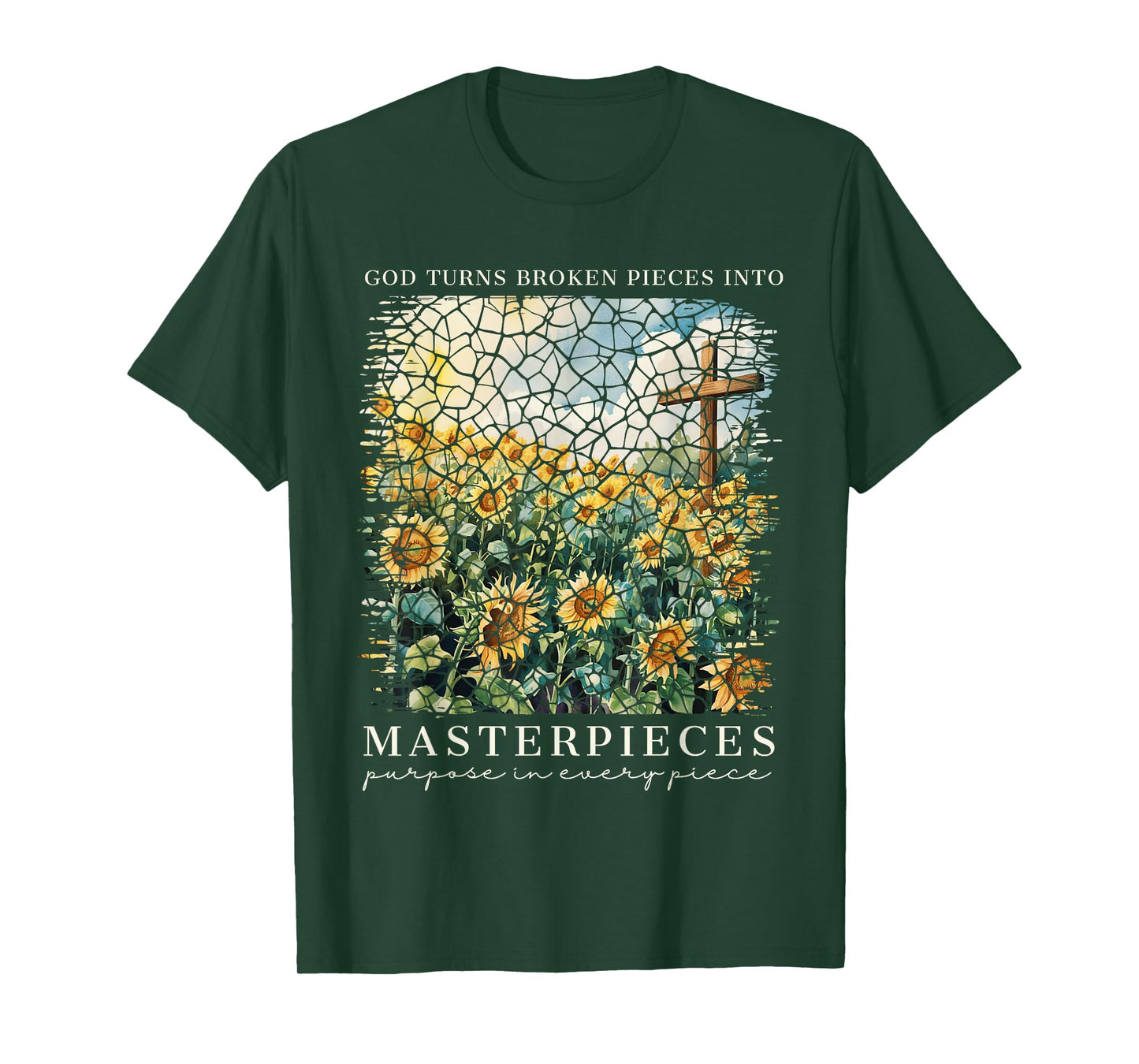 God Turns Broken Pieces Into Masterpieces Christian Faith T-Shirt