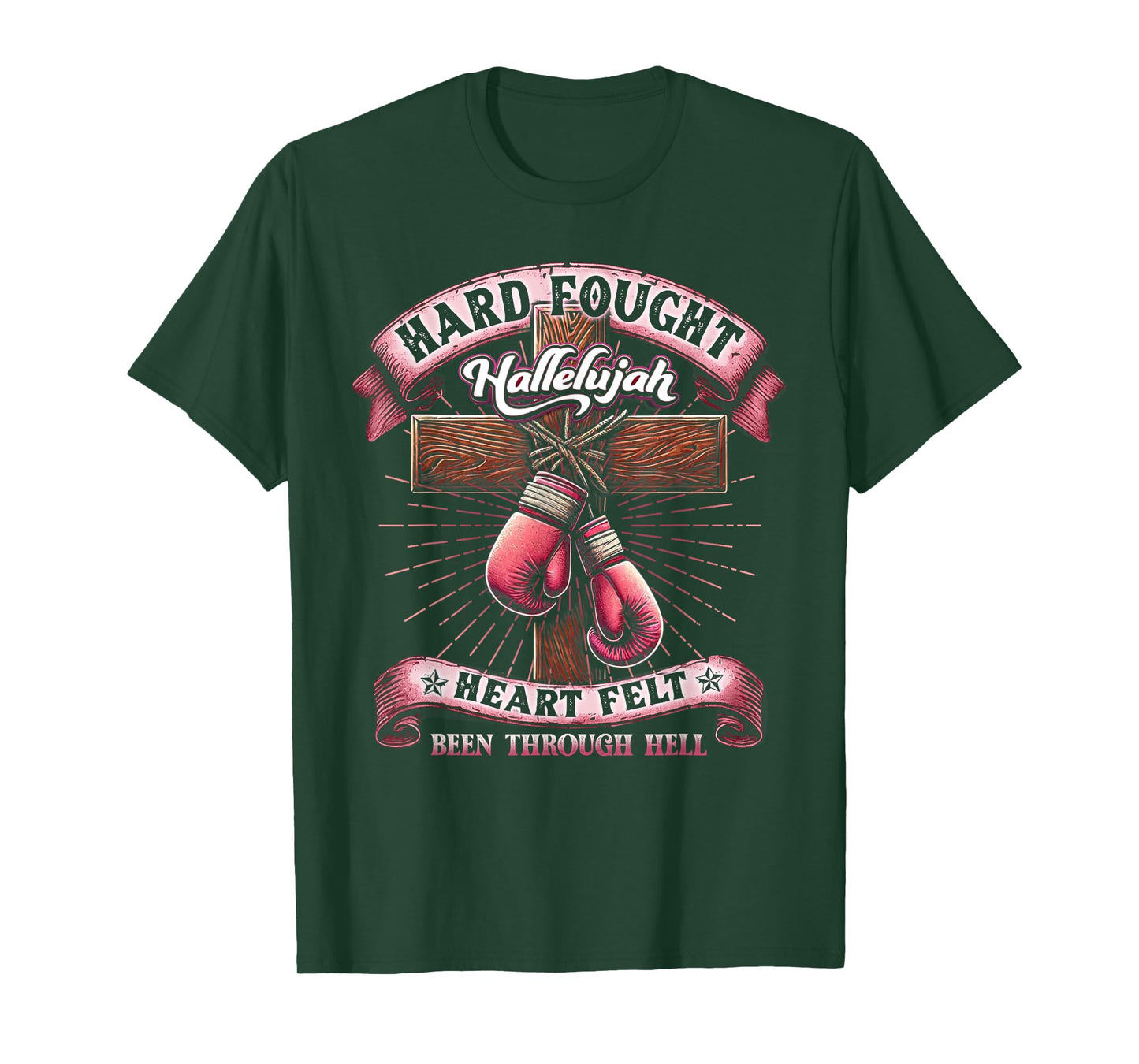 Hard Fought Heart Felt Bee Hallelujah Christian Boxing Faith T-Shirt