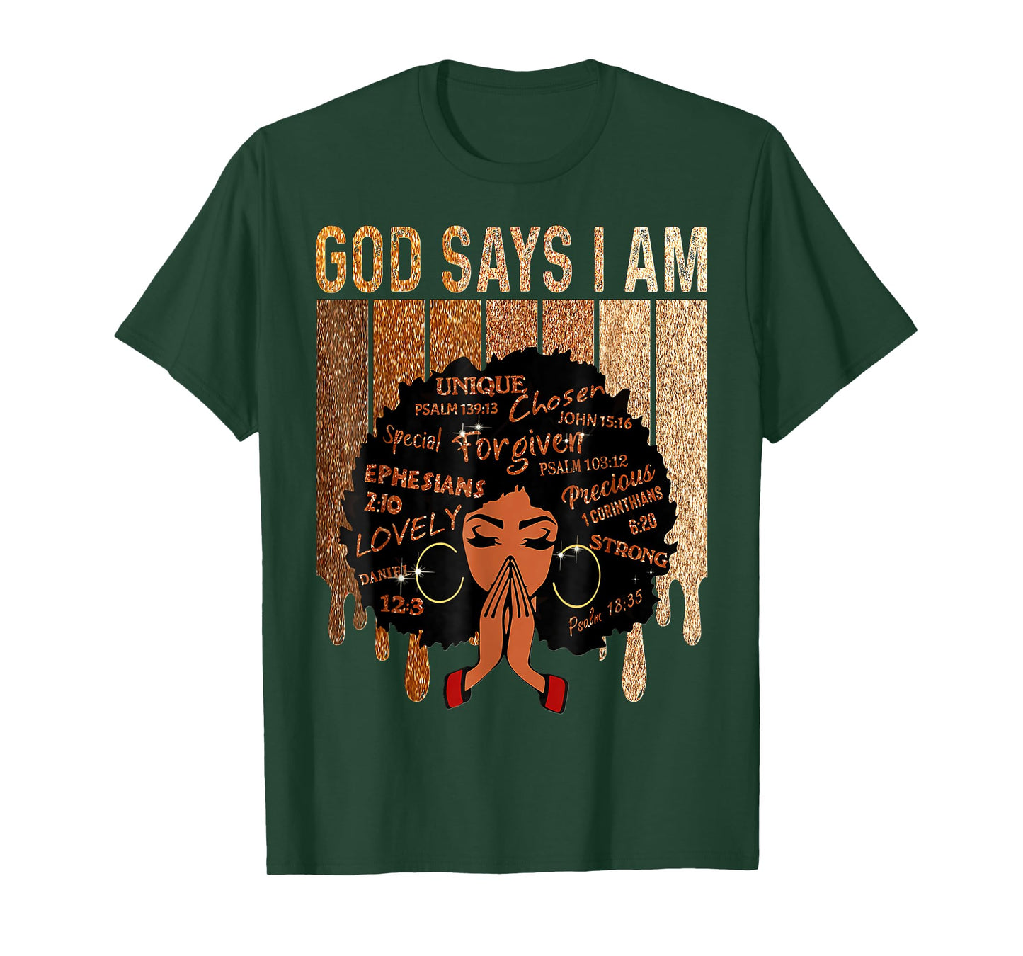 Black Girl God Says I Am Black Melanin History Month Pride T-Shirt