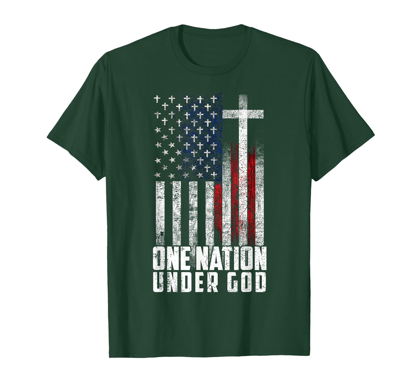 One Nation Under God Flag 4th Of July Patriotic Christian T-Shirt