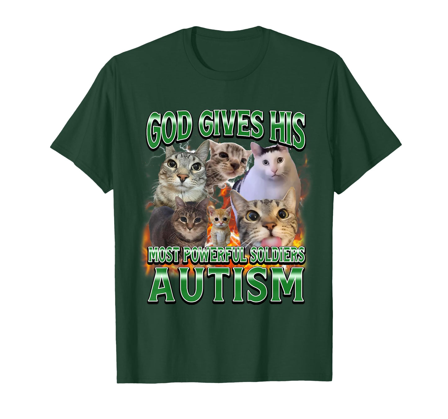 God Gives His Most Powerful Autism Funny Cat Meme Bootleg T-Shirt