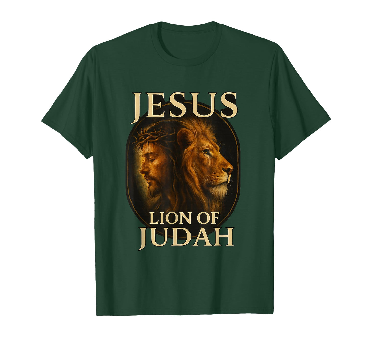 Lion of Judah | Jesus Crown Thorns Christian Art - Religious T-Shirt
