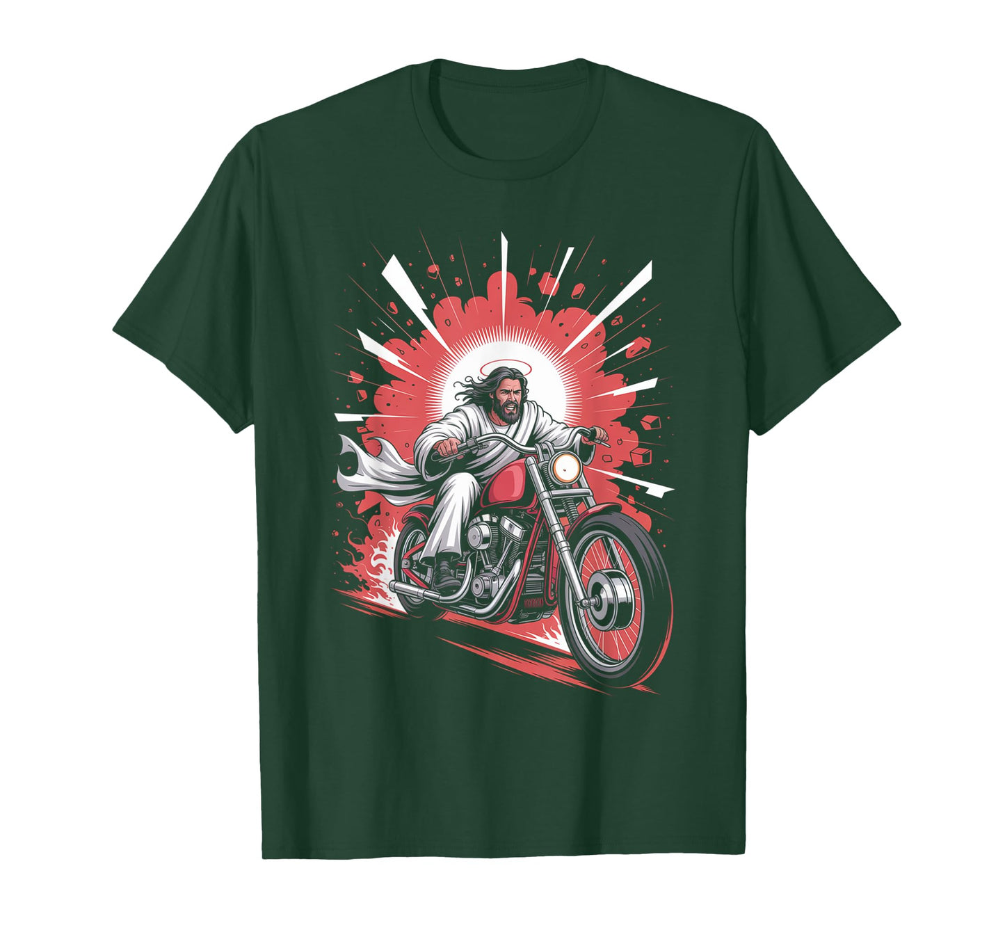 Jesus Biker Riding Motorcycle Men Vintage Outfit God Rider T-Shirt