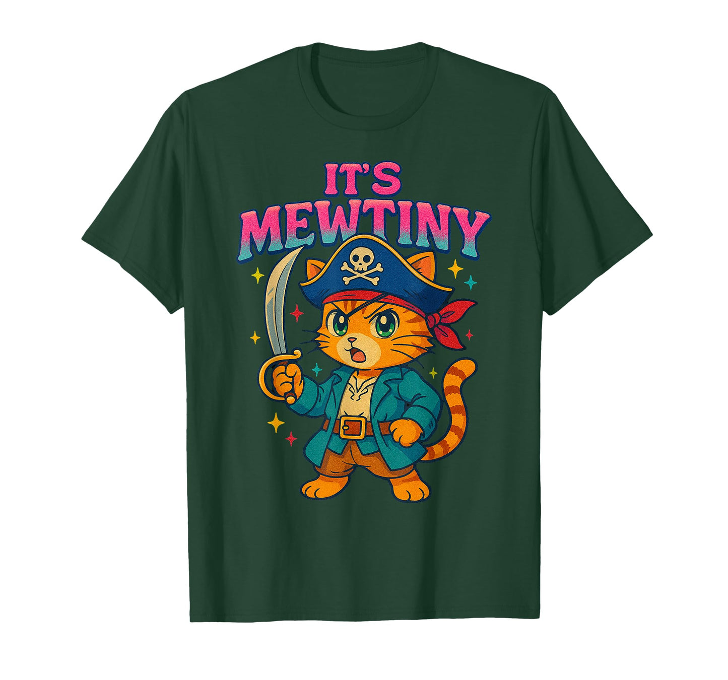 Funny It's Mewtiny Pirate Cat Pun Dad Joke T-Shirt